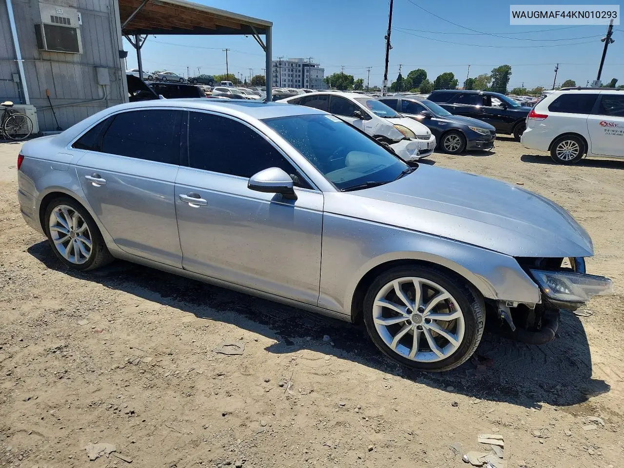 2019 Audi A4 Sport Quattro VIN: WAUGMAF44KN010293 Lot: 85606535