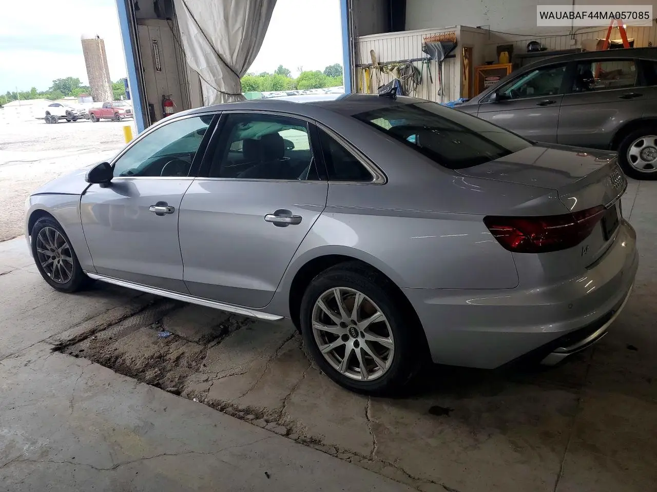 2021 Audi A4 Premium 40 VIN: WAUABAF44MA057085 Lot: 57931146