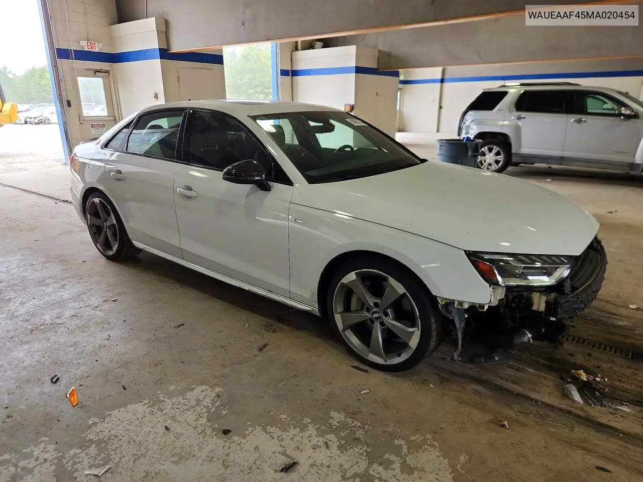 2021 Audi A4 Premium Plus 45 VIN: WAUEAAF45MA020454 Lot: 59652766