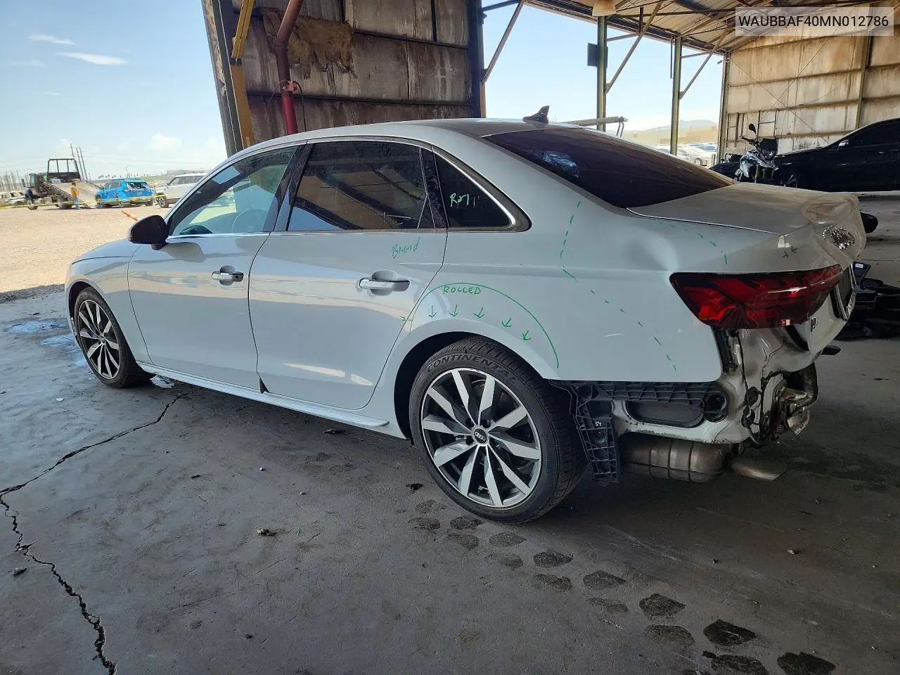 2021 Audi A4 Premium Plus 40 VIN: WAUBBAF40MN012786 Lot: 59716896