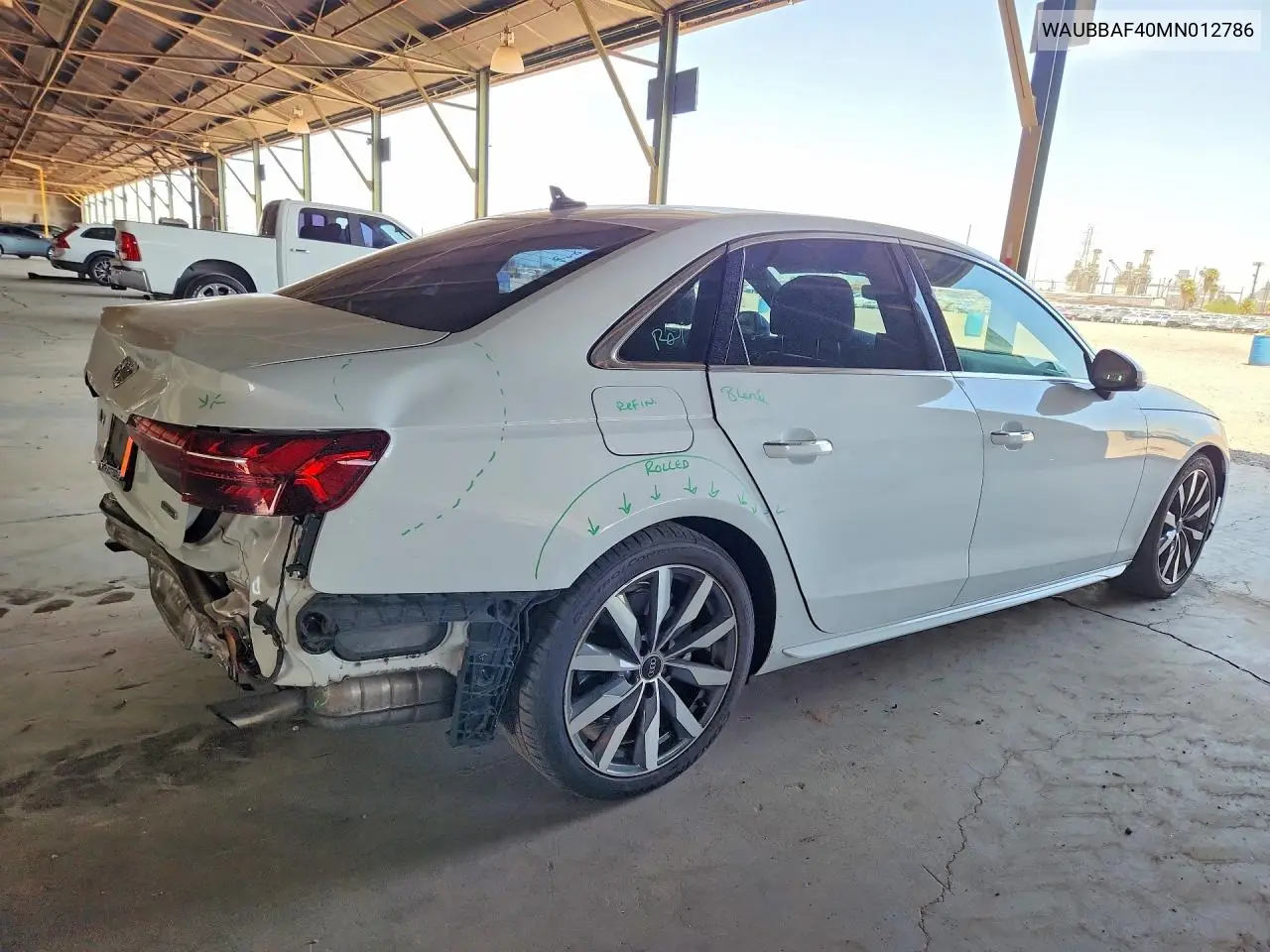2021 Audi A4 Premium Plus 40 VIN: WAUBBAF40MN012786 Lot: 59716896