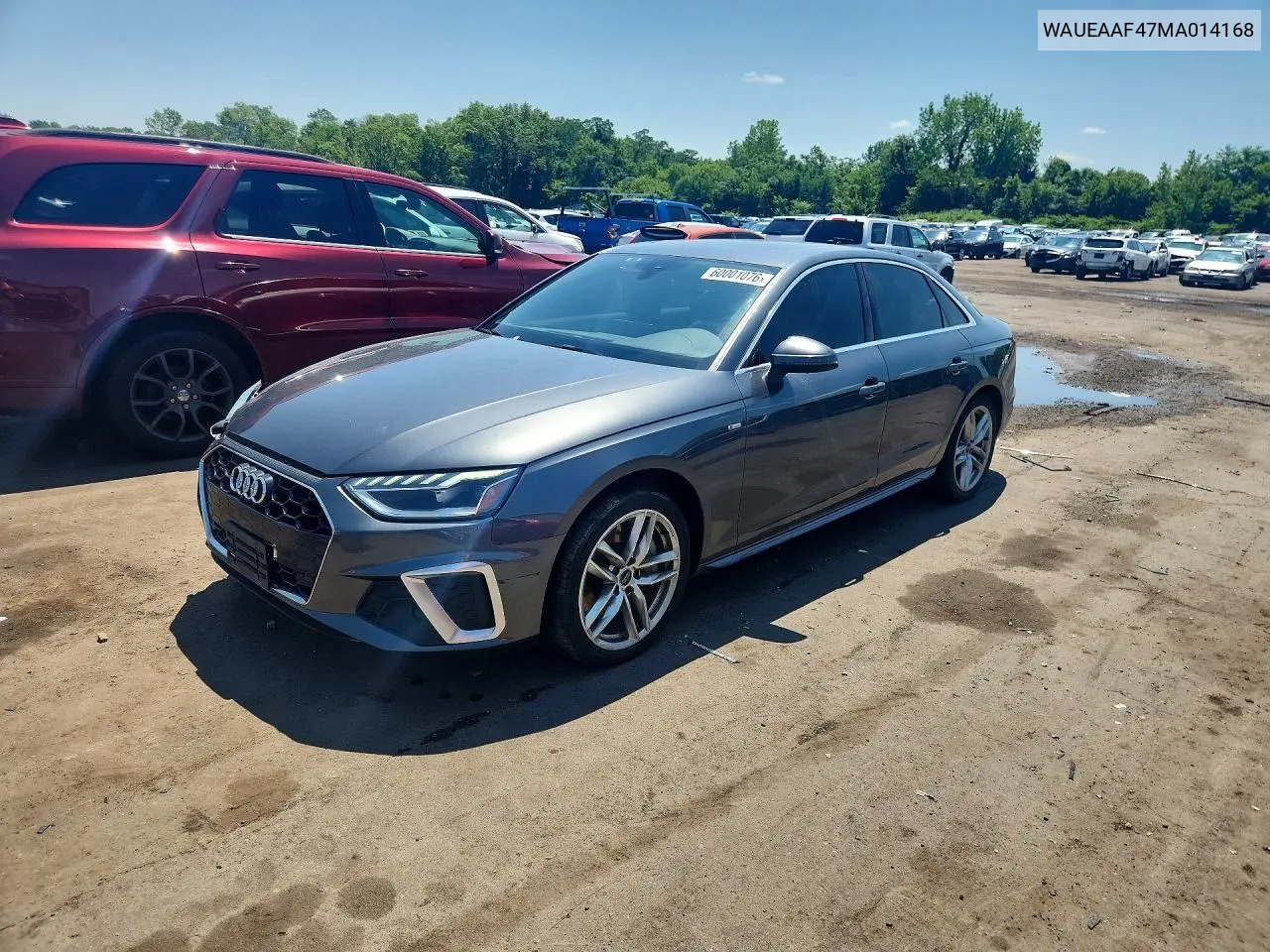 2021 Audi A4 Premium Plus 45 VIN: WAUEAAF47MA014168 Lot: 60001076