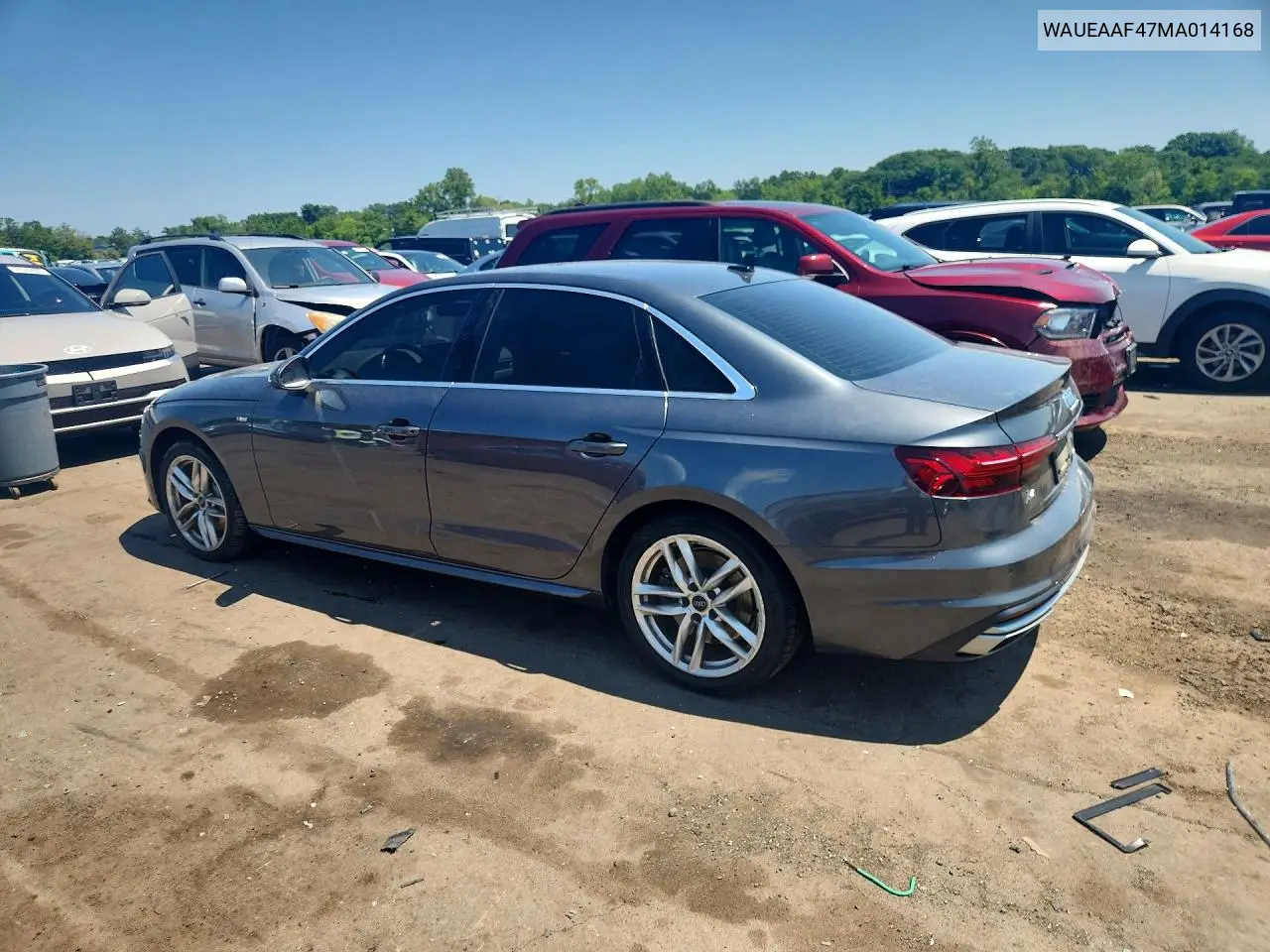 2021 Audi A4 Premium Plus 45 VIN: WAUEAAF47MA014168 Lot: 60001076