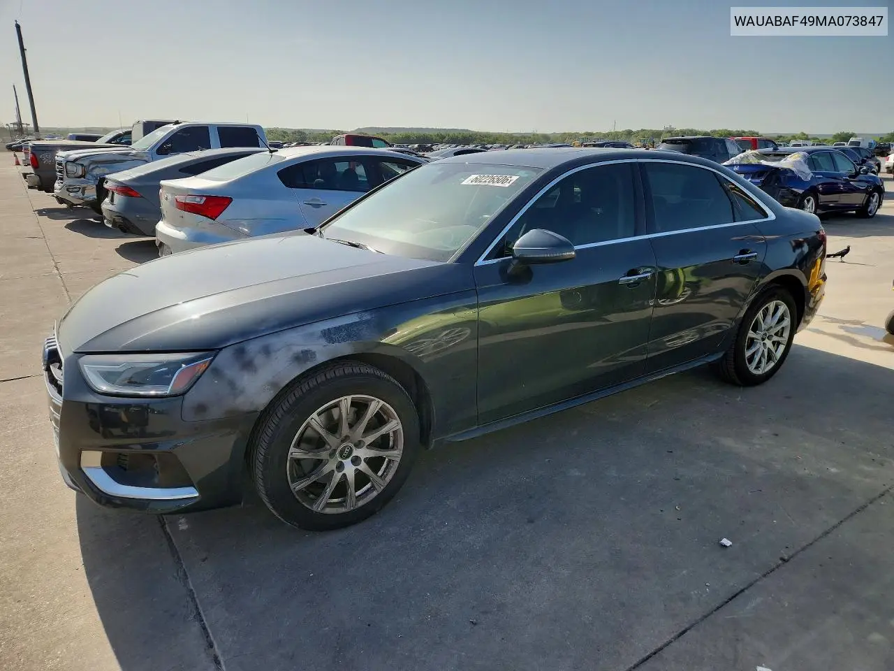 2021 Audi A4 Premium 40 VIN: WAUABAF49MA073847 Lot: 60226506