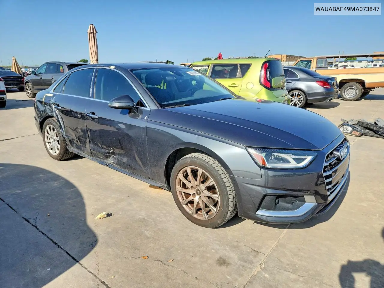 2021 Audi A4 Premium 40 VIN: WAUABAF49MA073847 Lot: 60226506