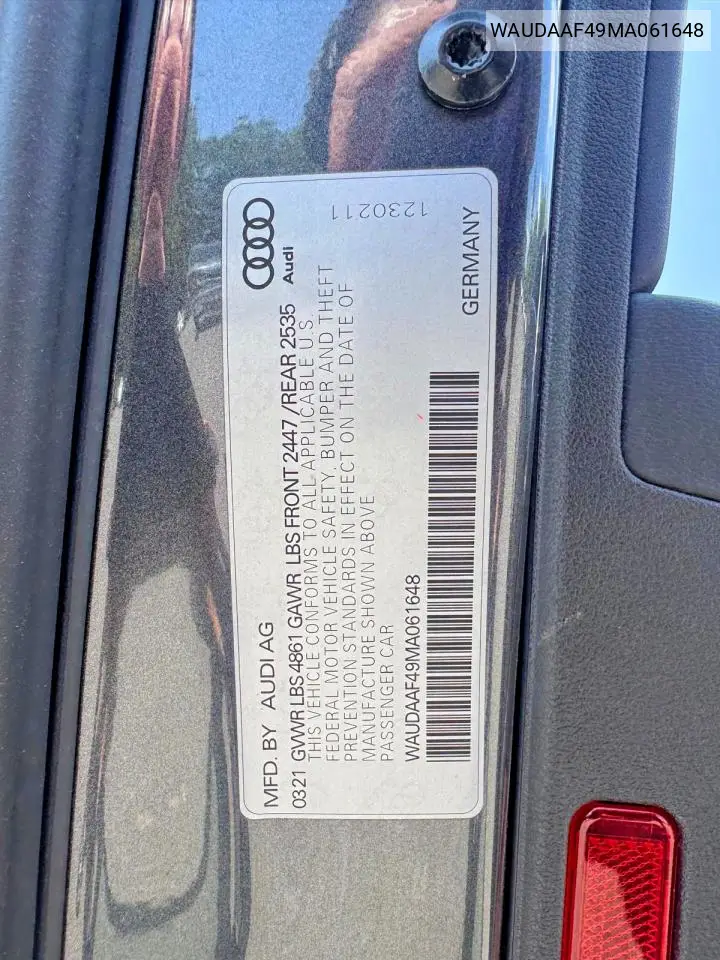 2021 Audi A4 Premium 45 VIN: WAUDAAF49MA061648 Lot: 61317316