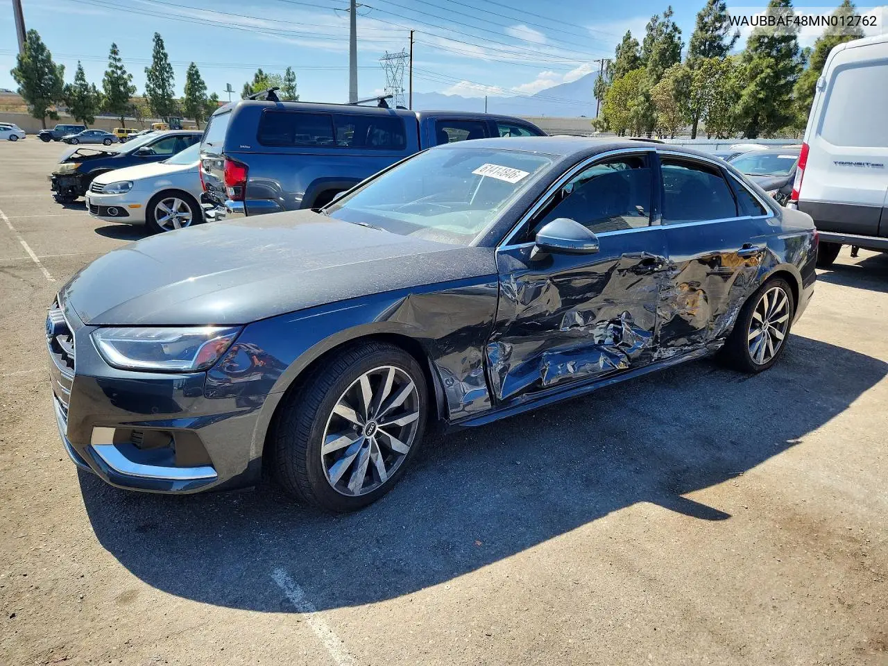 2021 Audi A4 Premium Plus 40 VIN: WAUBBAF48MN012762 Lot: 61414846