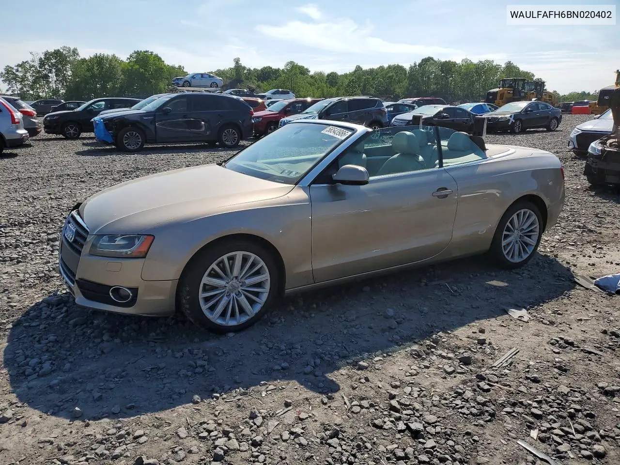 2011 Audi A5 Premium Plus VIN: WAULFAFH6BN020402 Lot: 56543986