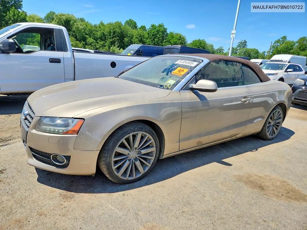 2011 Audi A5 Premium Plus VIN: WAULFAFH7BN010722 Lot: 61384906
