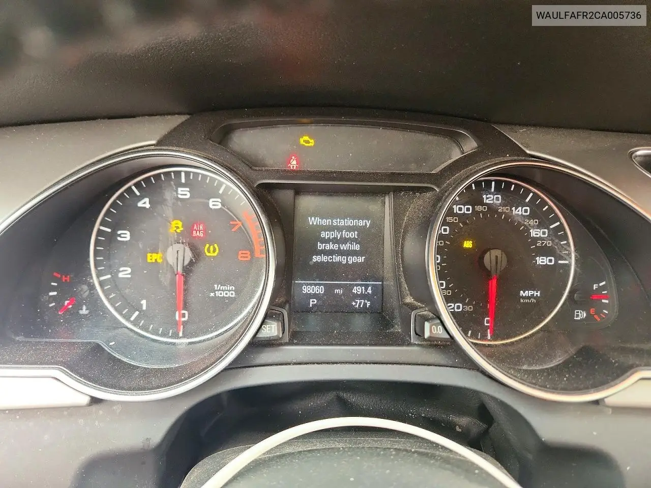 2012 Audi A5 Premium Plus VIN: WAULFAFR2CA005736 Lot: 60407116