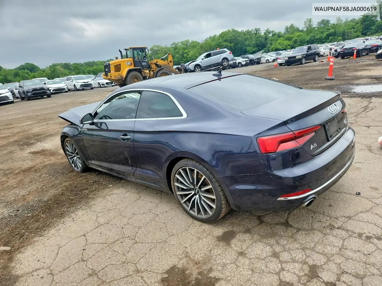 2018 Audi A5 Premium Plus VIN: WAUPNAF58JA000619 Lot: 57139076