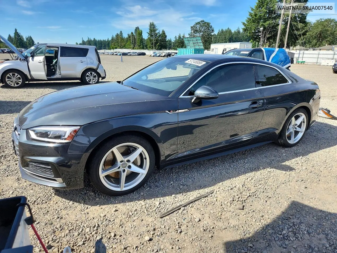 2018 Audi A5 2.0T Prm VIN: WAUTNAF5XJA007540 Lot: 57248886