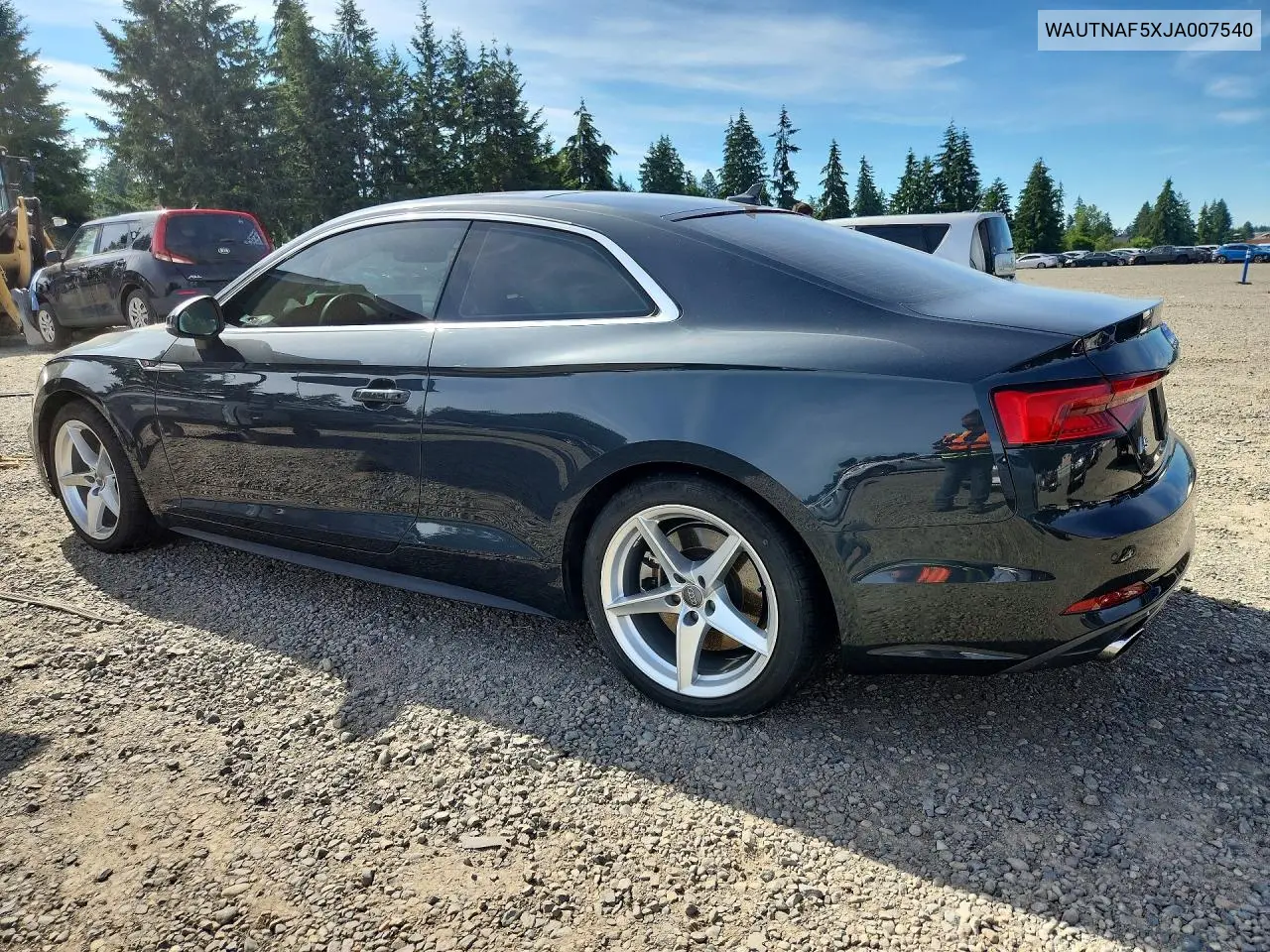 2018 Audi A5 2.0T Prm VIN: WAUTNAF5XJA007540 Lot: 57248886