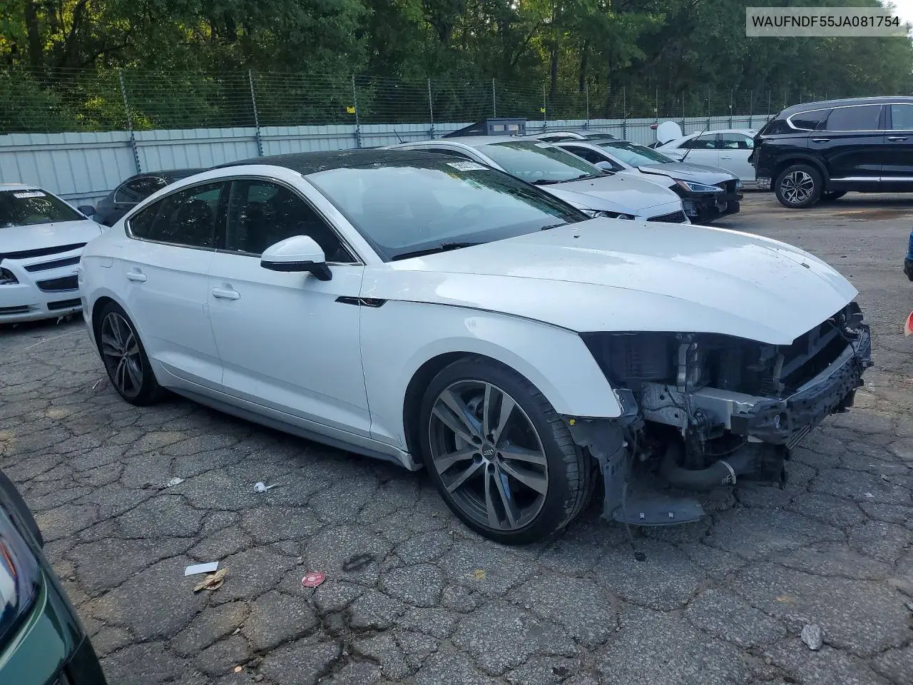 2018 Audi A5 Prestige S-Line VIN: WAUFNDF55JA081754 Lot: 58527106