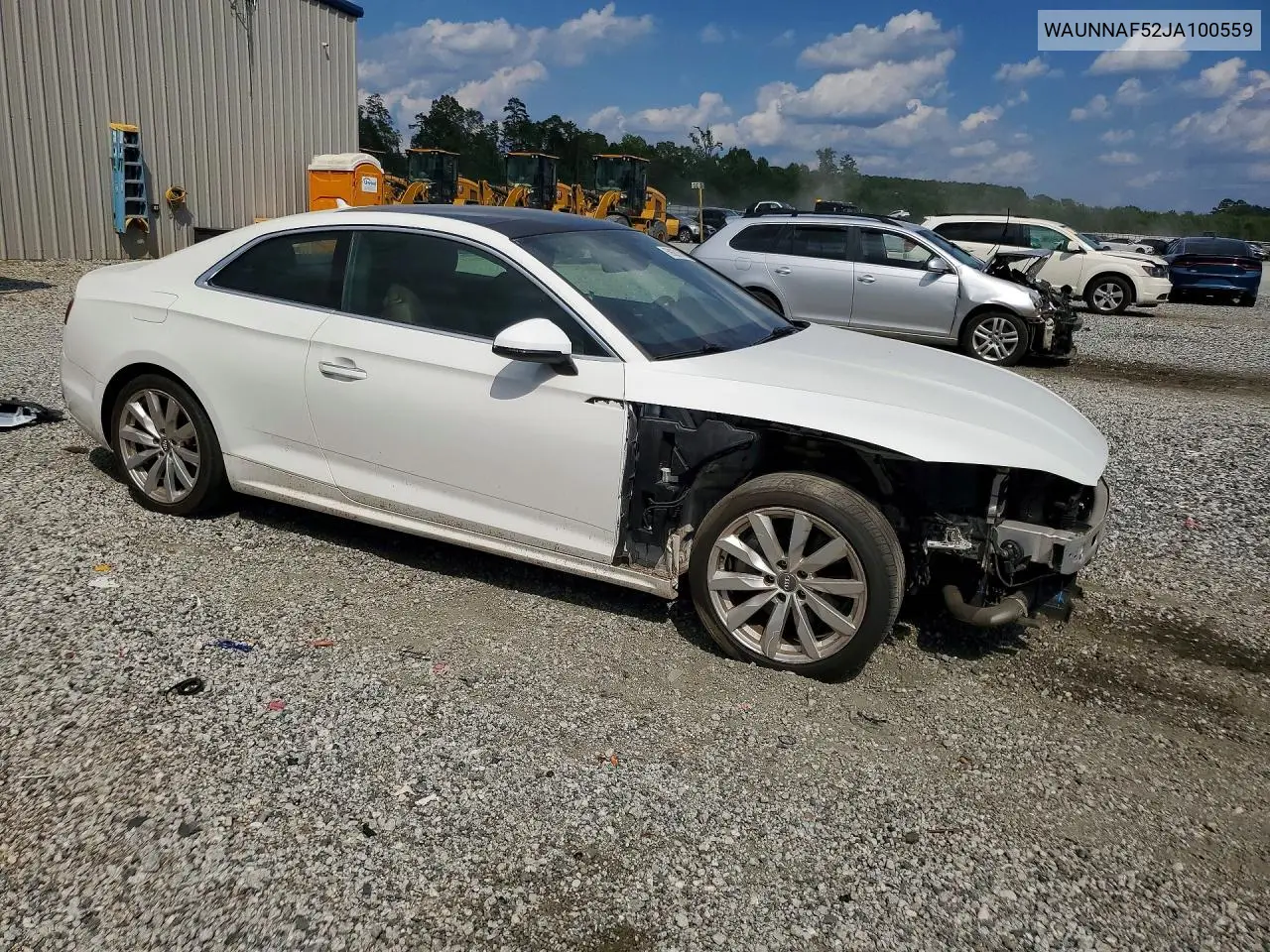 2018 Audi A5 Premium VIN: WAUNNAF52JA100559 Lot: 59261386