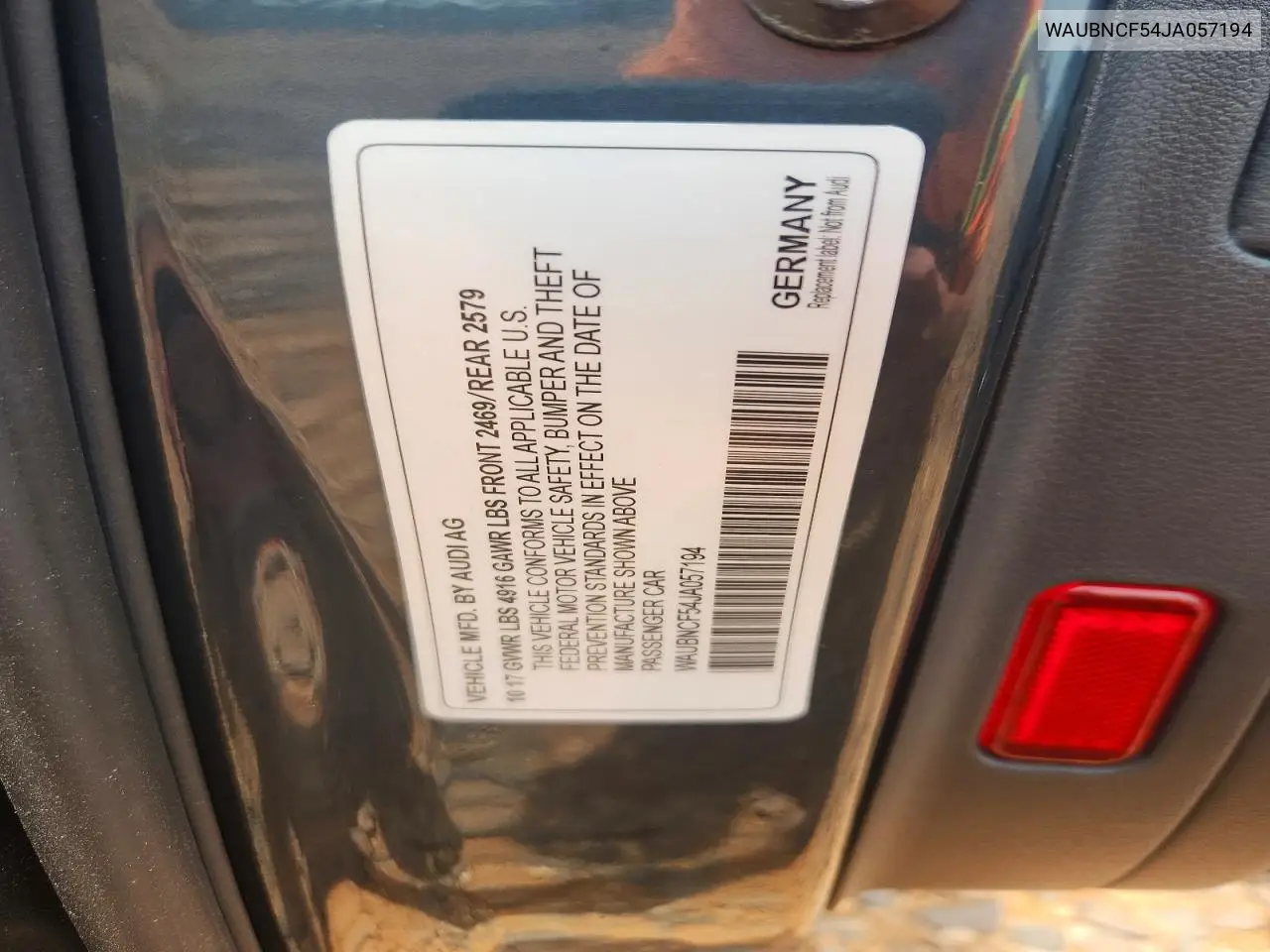 2018 Audi A5 Premium Plus VIN: WAUBNCF54JA057194 Lot: 59622436