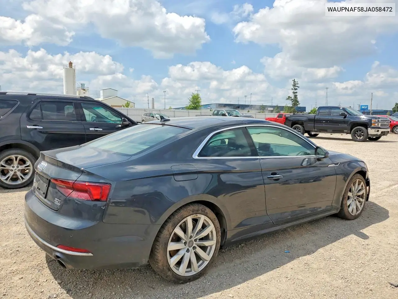 2018 Audi A5 Premium Plus VIN: WAUPNAF58JA058472 Lot: 60292396