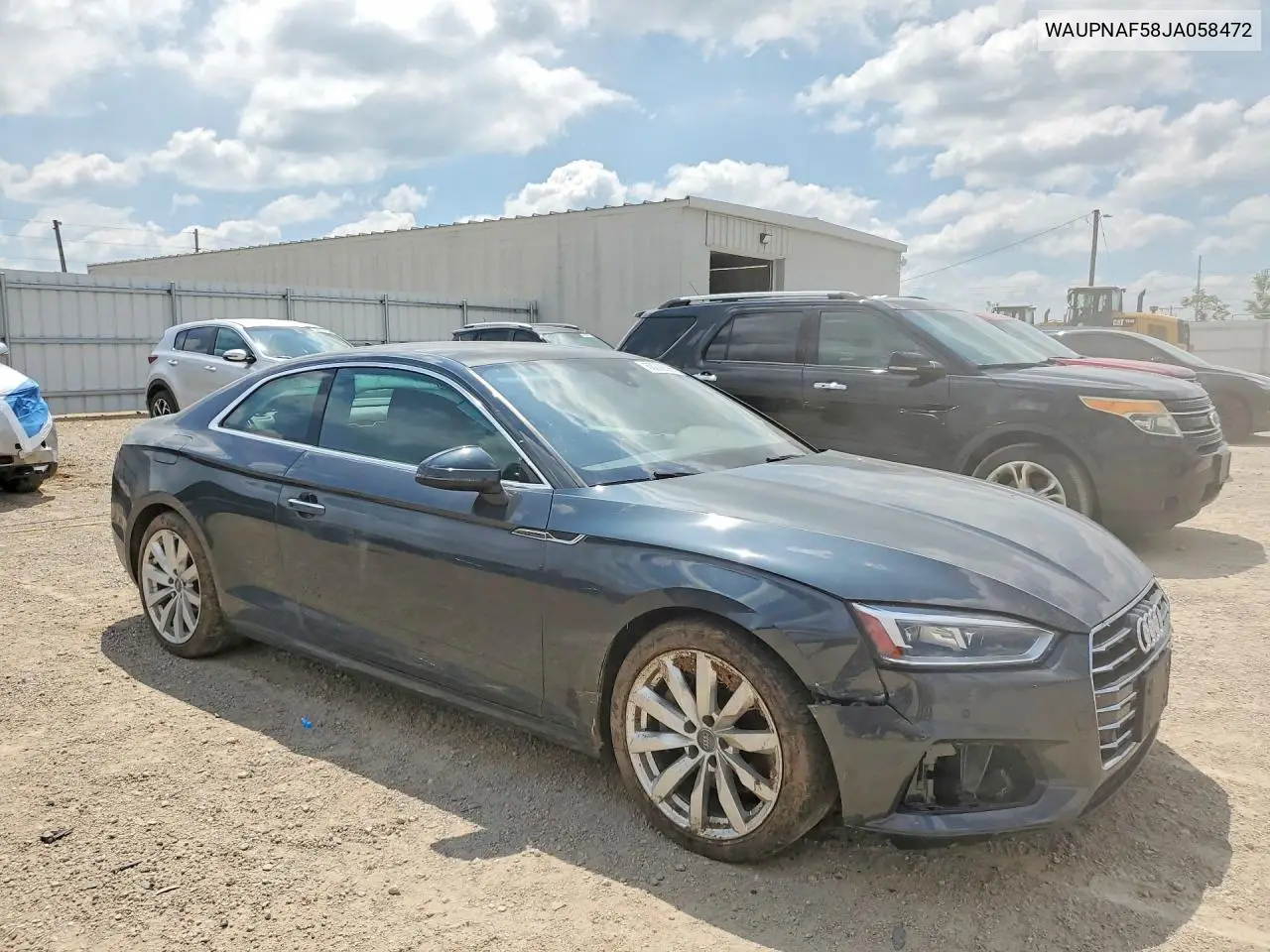 2018 Audi A5 Premium Plus VIN: WAUPNAF58JA058472 Lot: 60292396