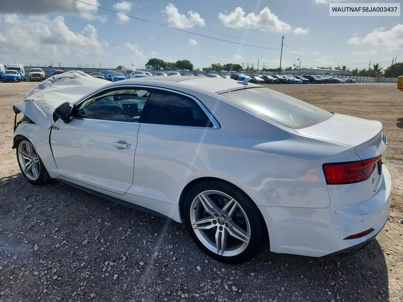 2018 Audi A5 Premium Plus S-Line VIN: WAUTNAF58JA003437 Lot: 60465866