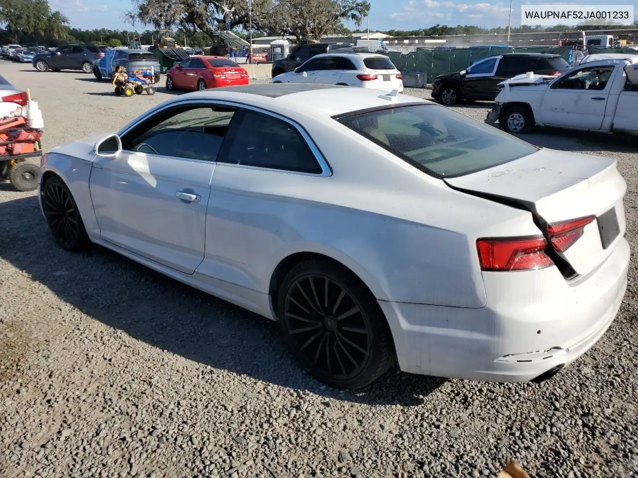 WAUPNAF52JA001233 2018 Audi A5 Premium Plus