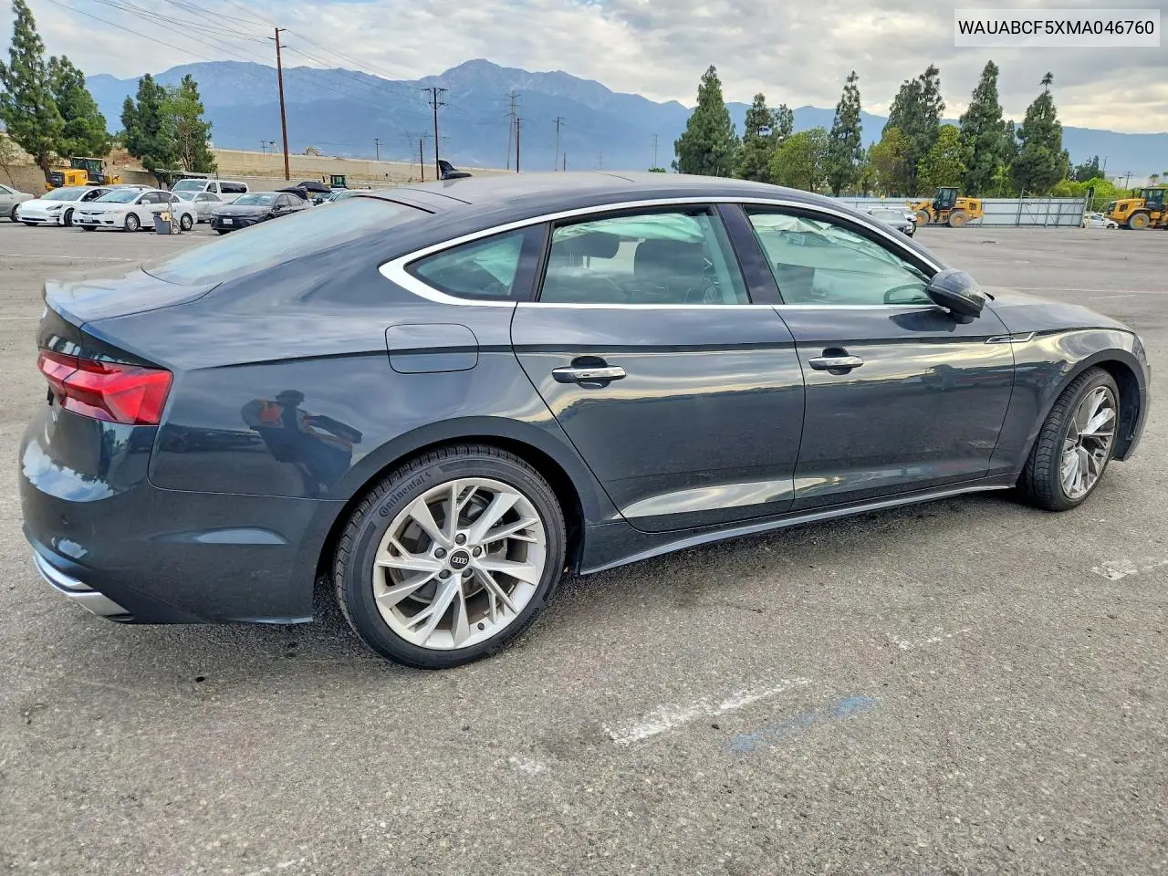 2021 Audi A5 Premium 40 VIN: WAUABCF5XMA046760 Lot: 61535666