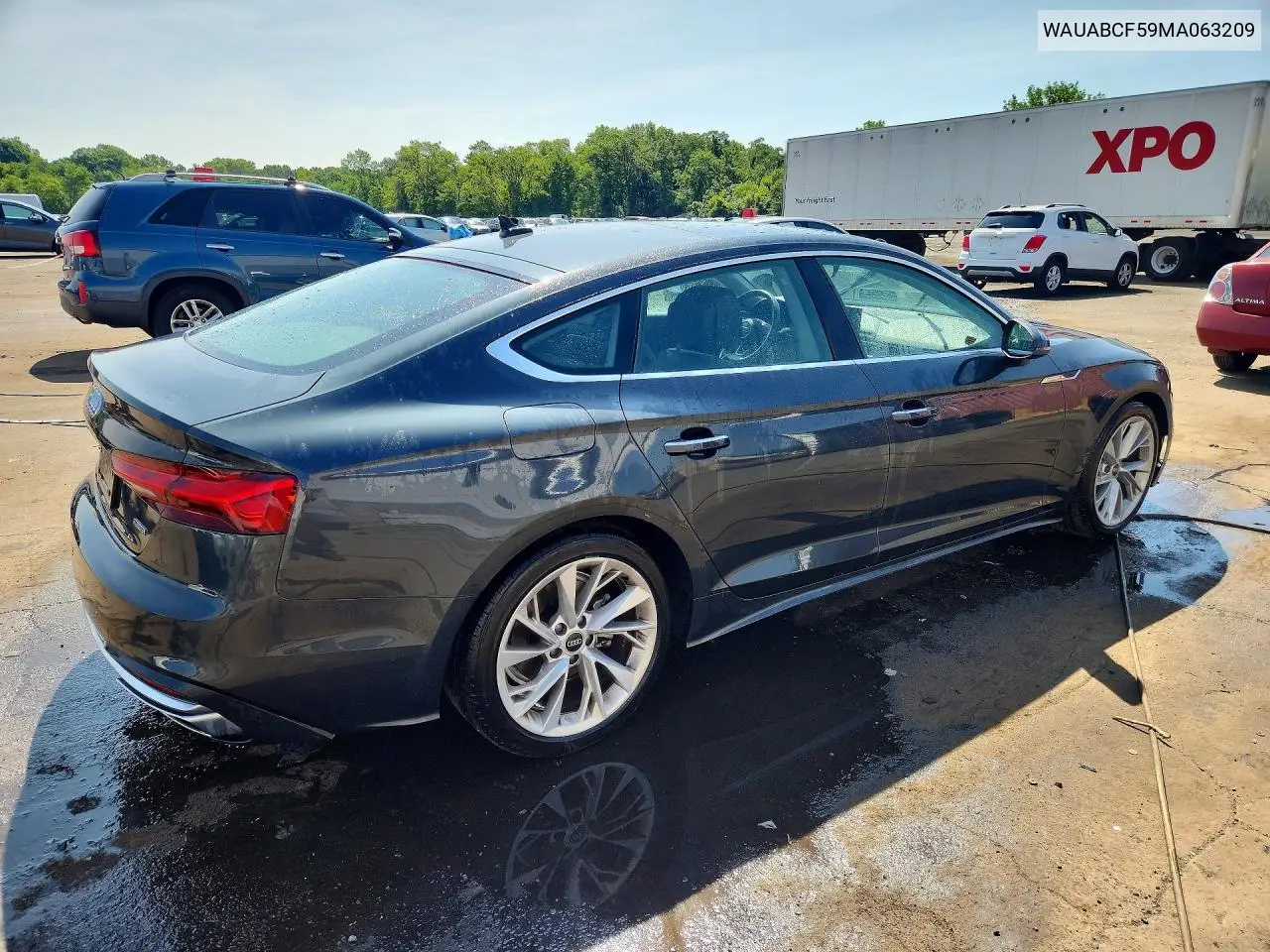 2021 Audi A5 Premium 40 VIN: WAUABCF59MA063209 Lot: 61850086