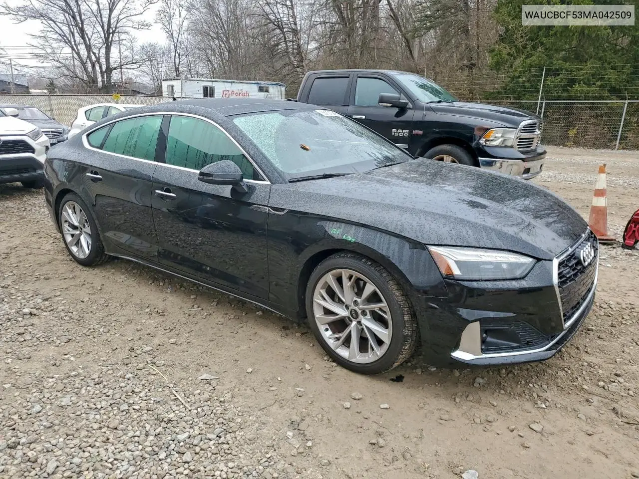 WAUCBCF53MA042509 2021 Audi A5 Premium Plus 40