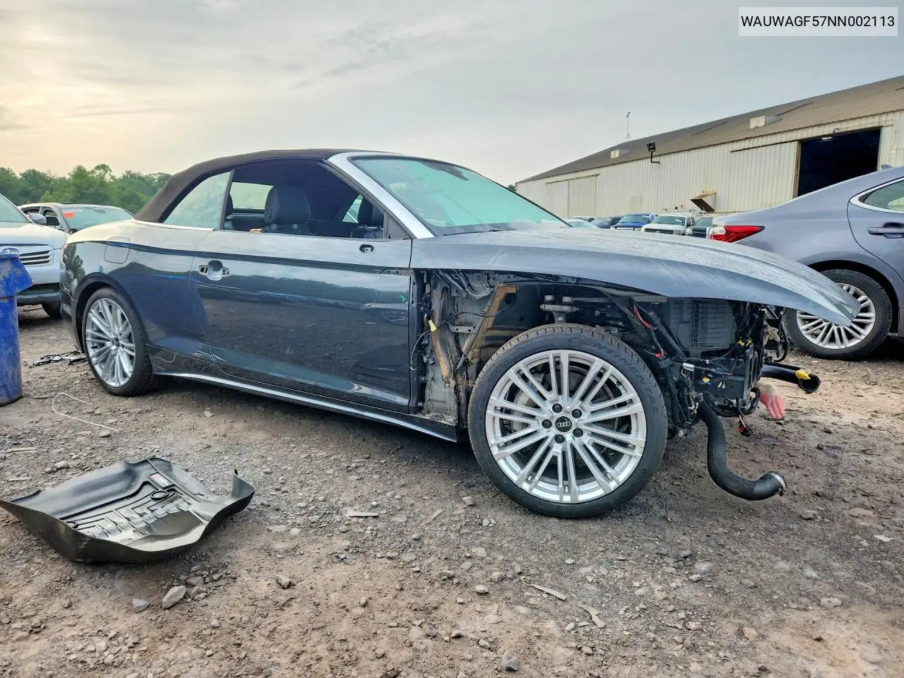 2022 Audi A5 Premium Plus 45 VIN: WAUWAGF57NN002113 Lot: 60241696