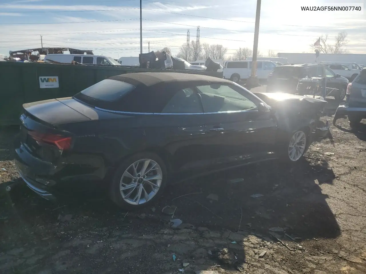 2022 Audi A5 Premium 45 VIN: WAU2AGF56NN007740 Lot: 92432105