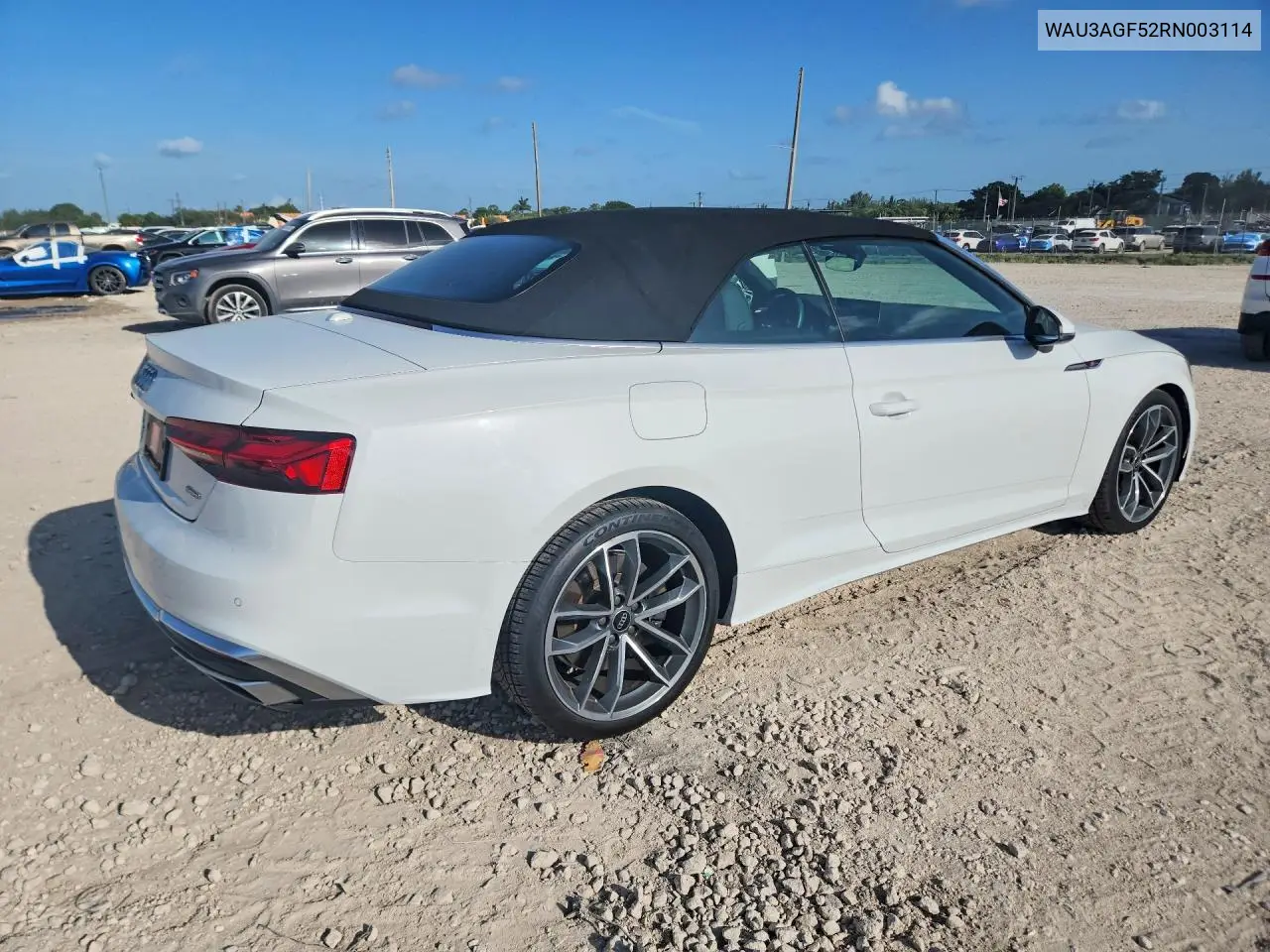 2024 Audi A5 Premium 45 VIN: WAU3AGF52RN003114 Lot: 60740696