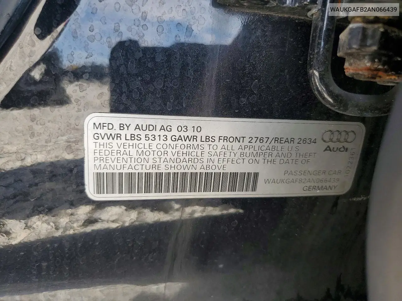 2010 Audi A6 VIN: WAUKGAFB2AN066439 Lot: 61112576