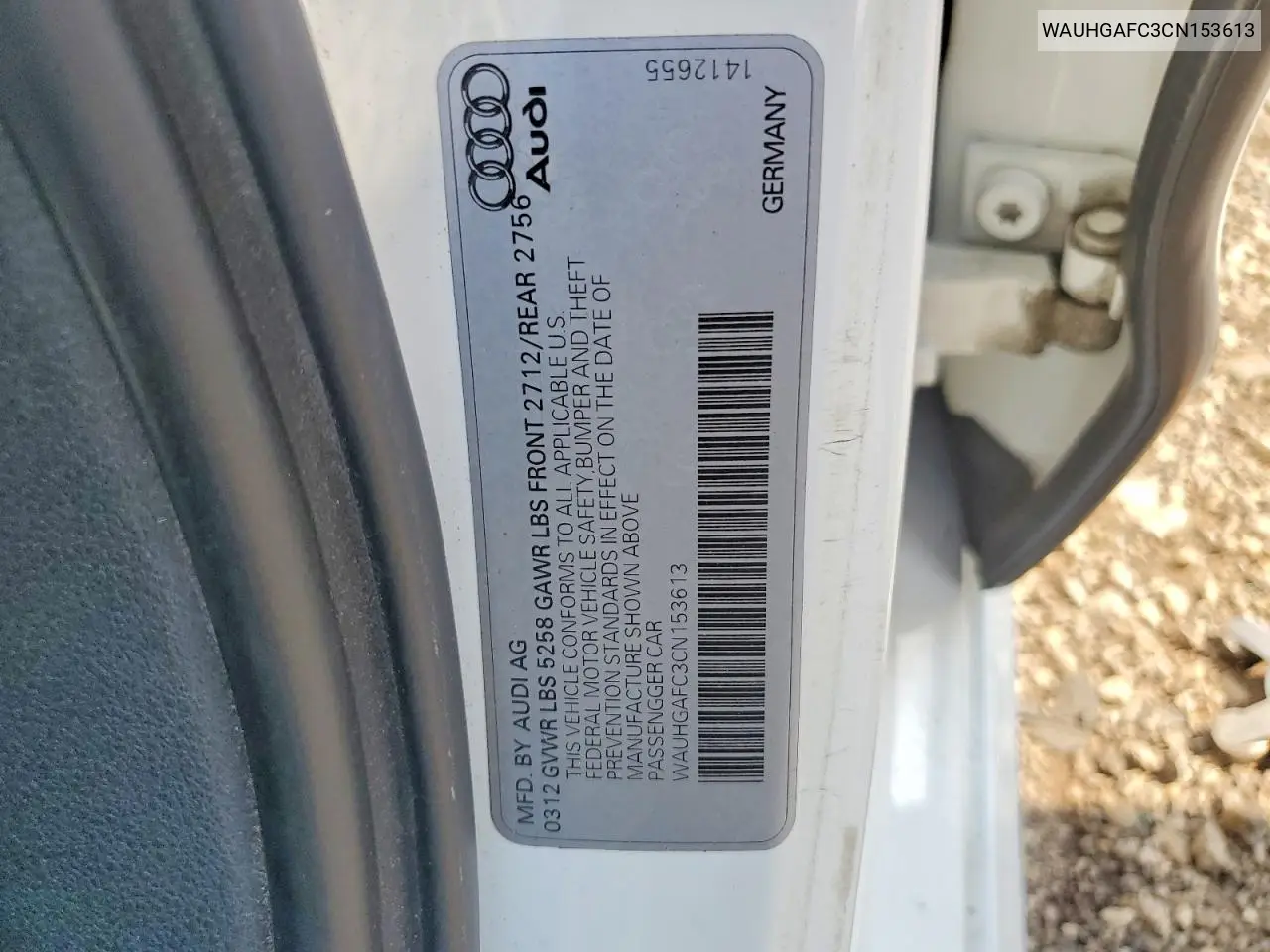 2012 Audi A6 Prestige VIN: WAUHGAFC3CN153613 Lot: 59066716