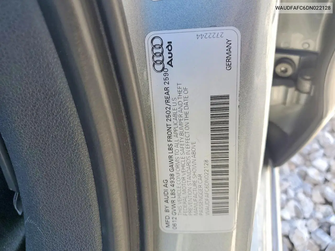2013 Audi A6 Premium Plus VIN: WAUDFAFC6DN022128 Lot: 59013436