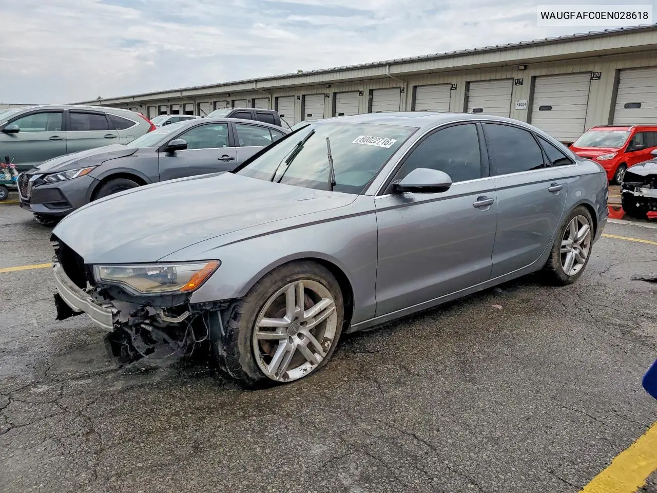 2014 Audi A6 Premium Plus VIN: WAUGFAFC0EN028618 Lot: 60022716