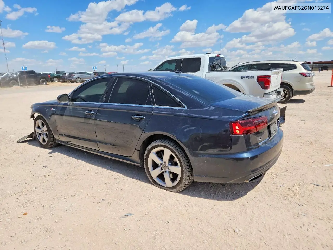 2016 Audi A6 Premium Plus VIN: WAUFGAFC2GN013274 Lot: 60372046