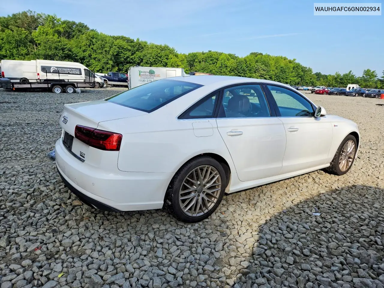 2016 Audi A6 Prestige VIN: WAUHGAFC6GN002934 Lot: 60879426