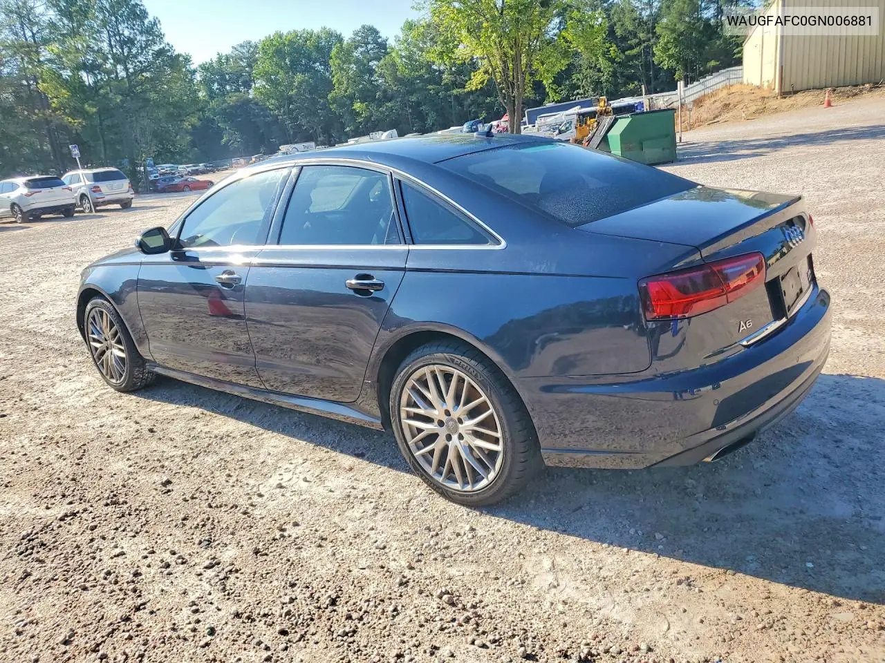 2016 Audi A6 Premium Plus VIN: WAUGFAFC0GN006881 Lot: 85971605