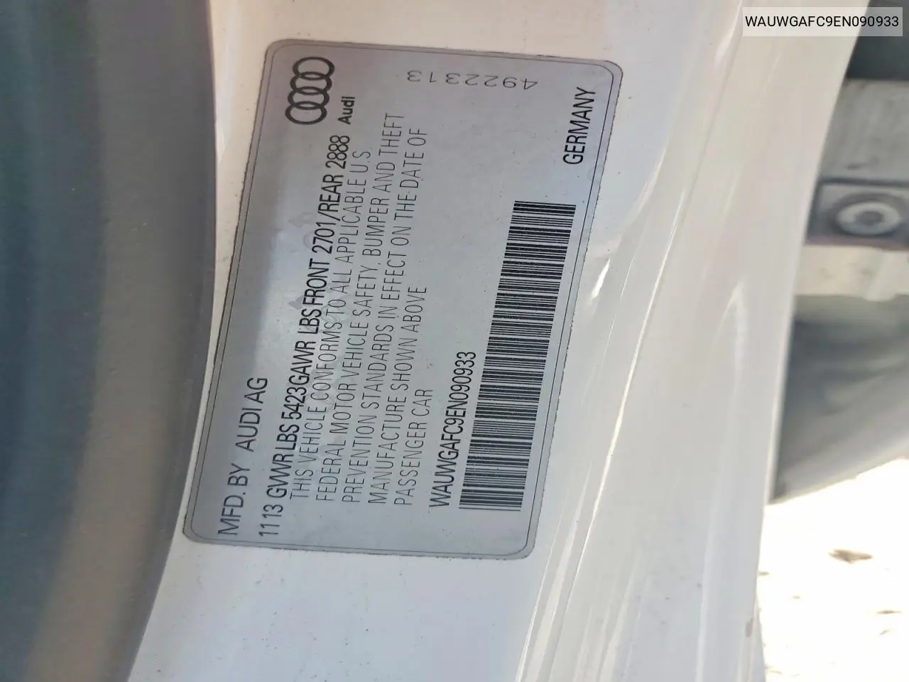 2014 Audi A7 Premium Plus VIN: WAUWGAFC9EN090933 Lot: 56810086