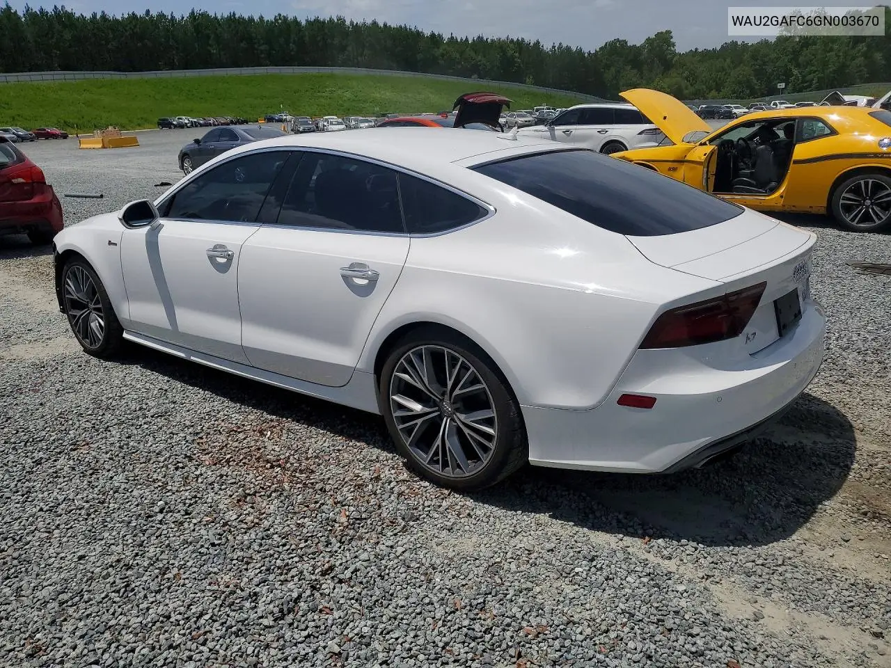 2016 Audi A7 Prestige VIN: WAU2GAFC6GN003670 Lot: 61908086