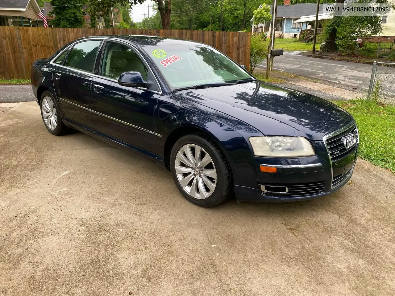 2008 Audi A8 4.2 Quattro VIN: WAULV94E88N012093 Lot: 55098146