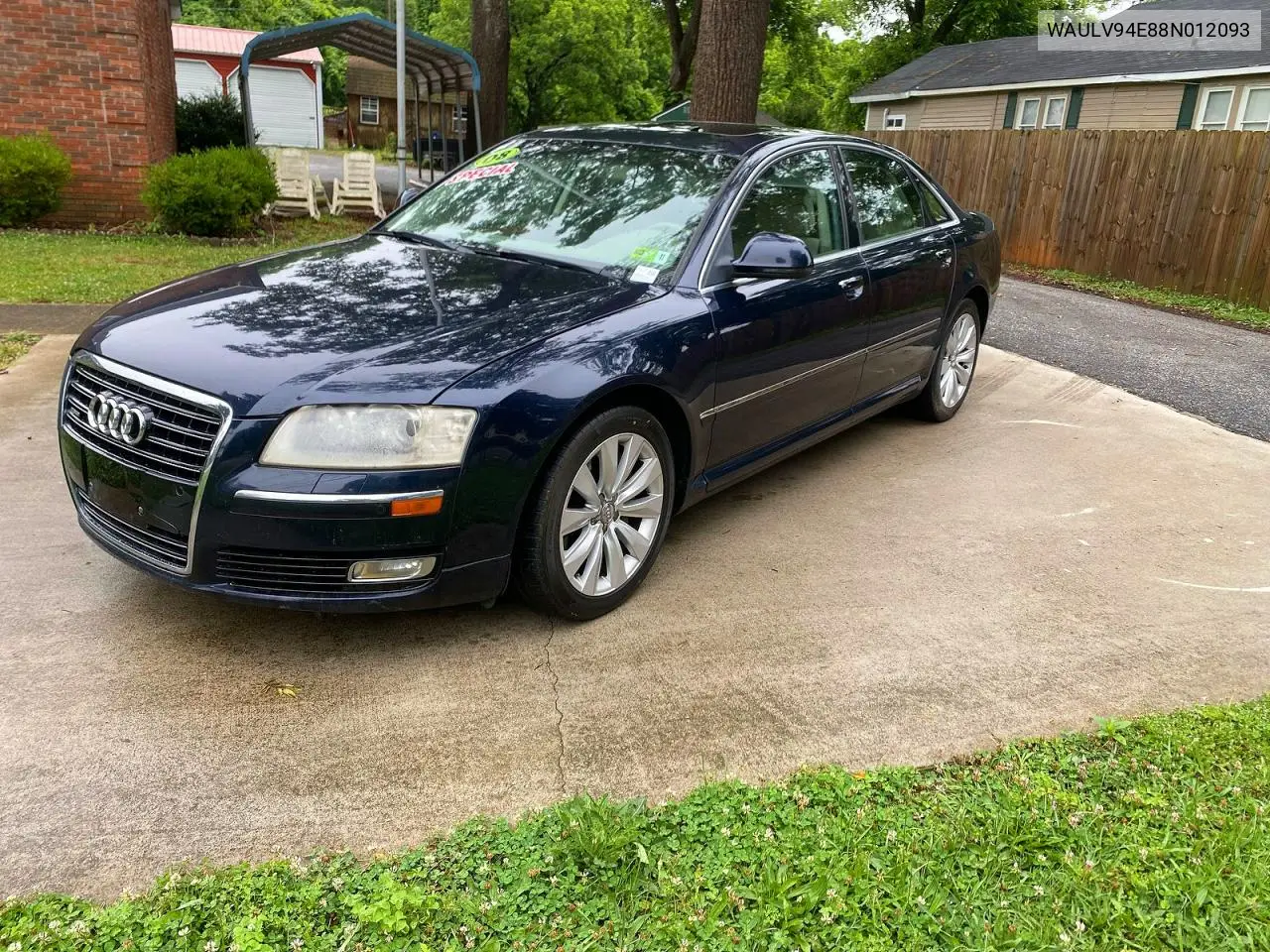2008 Audi A8 4.2 Quattro VIN: WAULV94E88N012093 Lot: 55098146