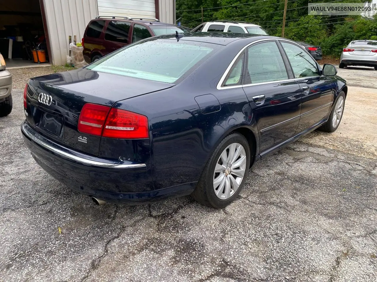 2008 Audi A8 4.2 Quattro VIN: WAULV94E88N012093 Lot: 55098146