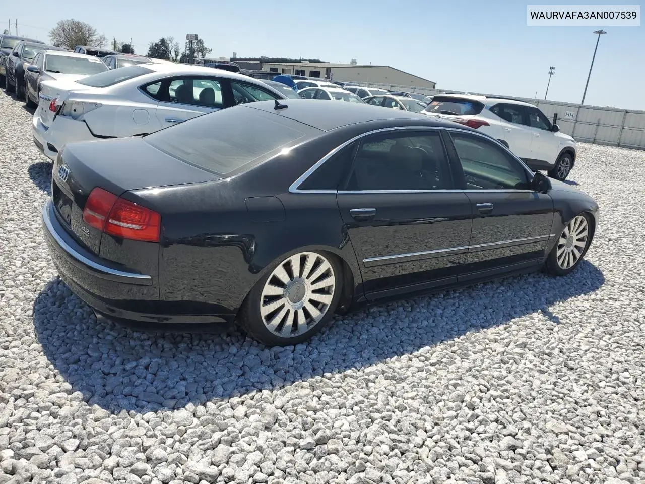 2010 Audi A8 Quattro VIN: WAURVAFA3AN007539 Lot: 43644285