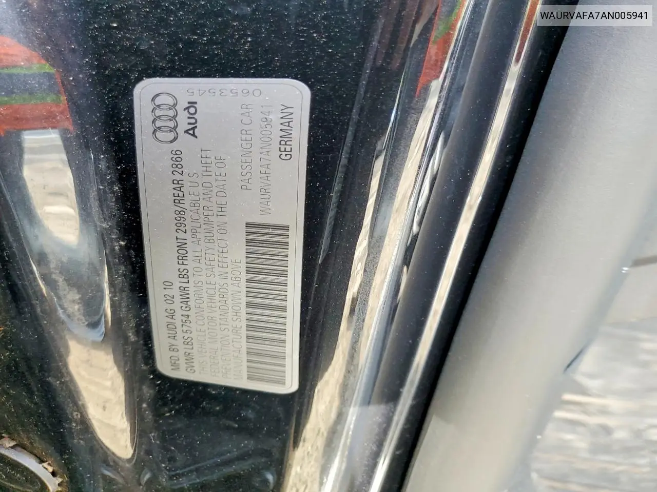 2010 Audi A8 Quattro VIN: WAURVAFA7AN005941 Lot: 47252746