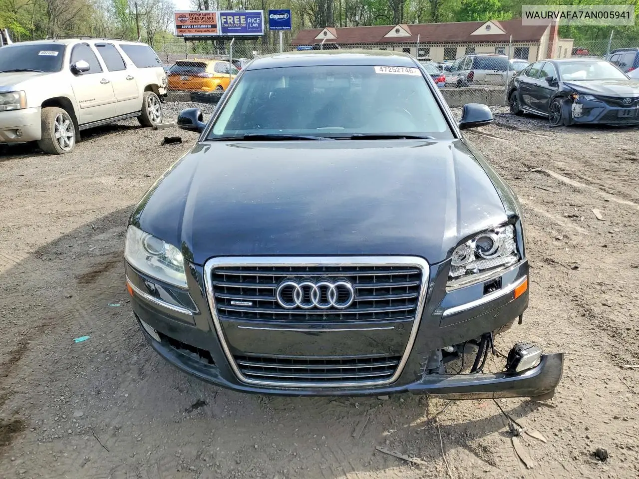 2010 Audi A8 Quattro VIN: WAURVAFA7AN005941 Lot: 47252746