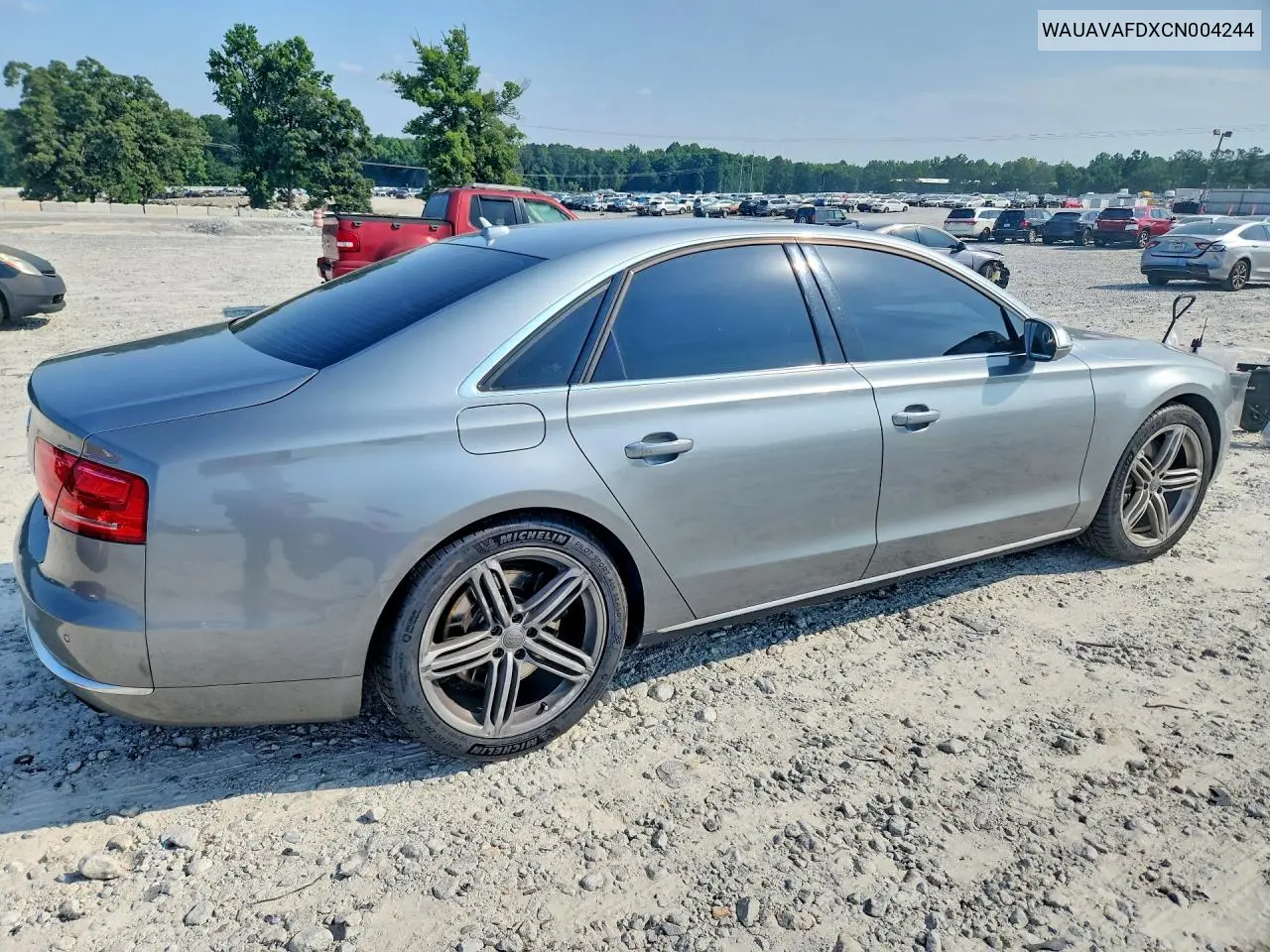 2012 Audi A8 Quattro VIN: WAUAVAFDXCN004244 Lot: 58883976
