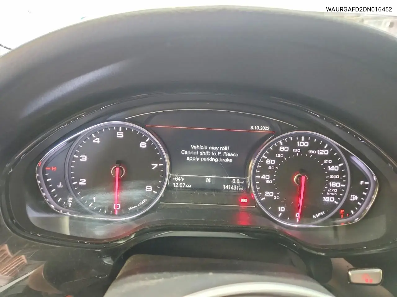 2013 Audi A8 L Quattro VIN: WAURGAFD2DN016452 Lot: 58972346