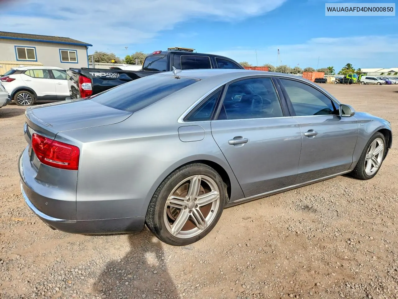 2013 Audi A8 Quattro VIN: WAUAGAFD4DN000850 Lot: 61017156