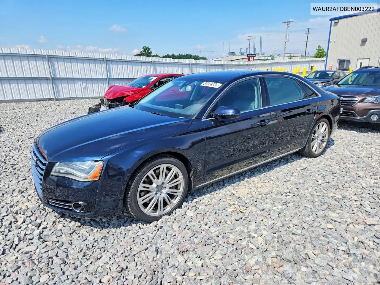 2014 Audi A8 VIN: WAUR2AFD8EN003222 Lot: 55924726