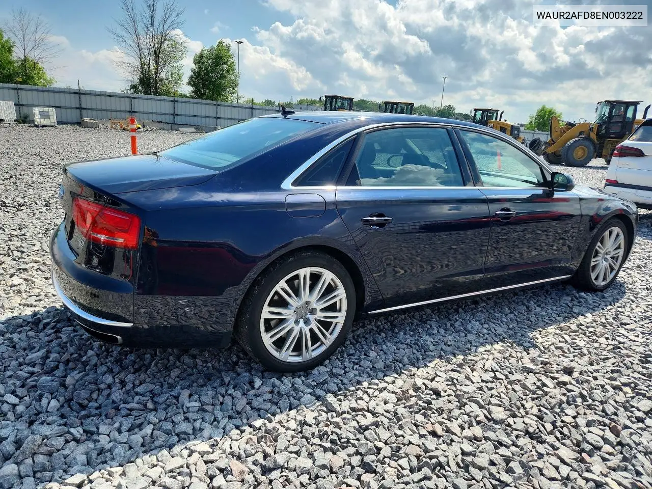 2014 Audi A8 VIN: WAUR2AFD8EN003222 Lot: 55924726